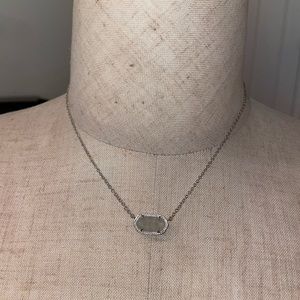 Kendra Scott Elisa Silver Pendant Necklace in Iridescent Drusy